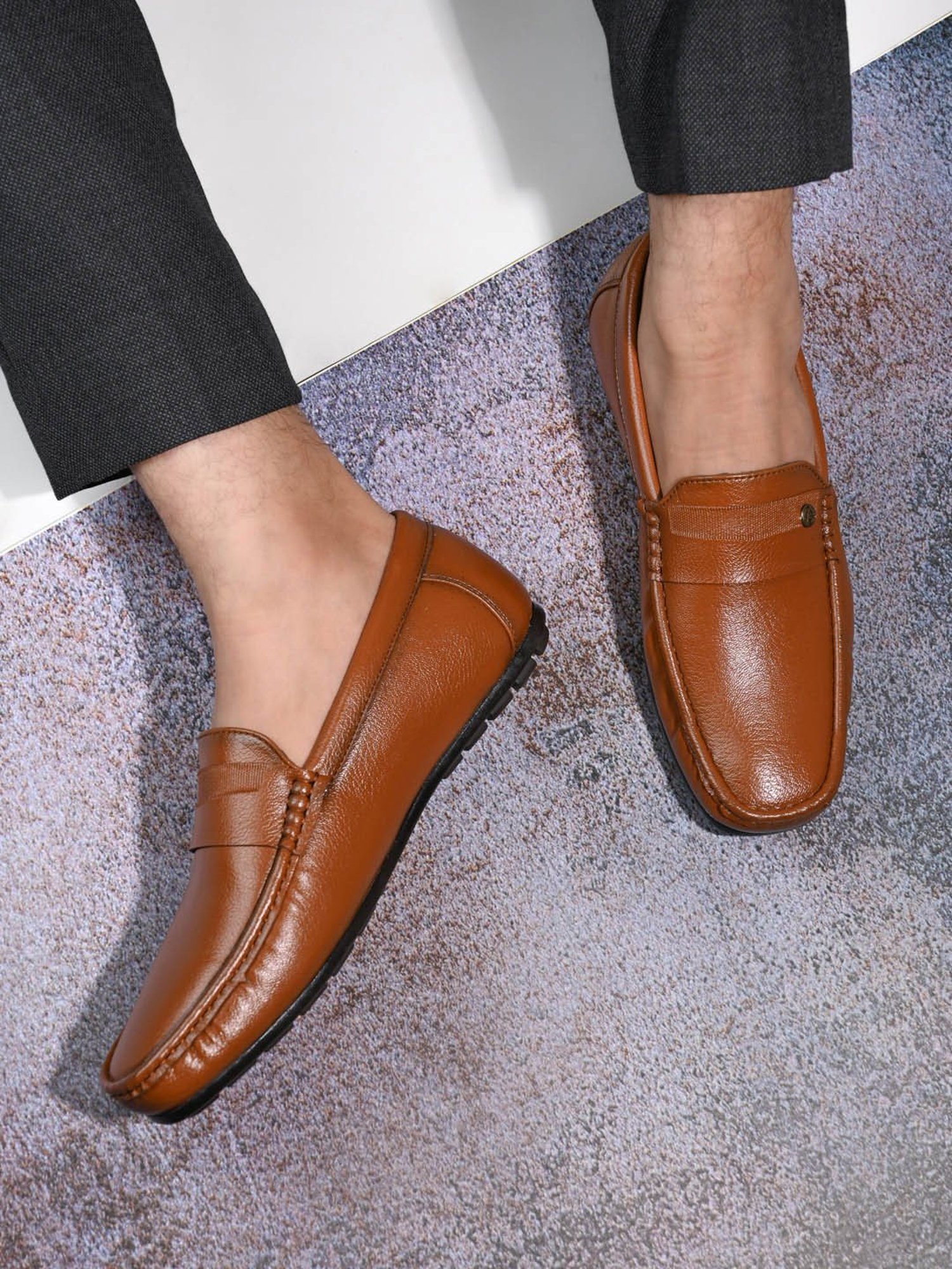 Alberto Torresi Men's Benny Broad Fit Tan Casual Loafers