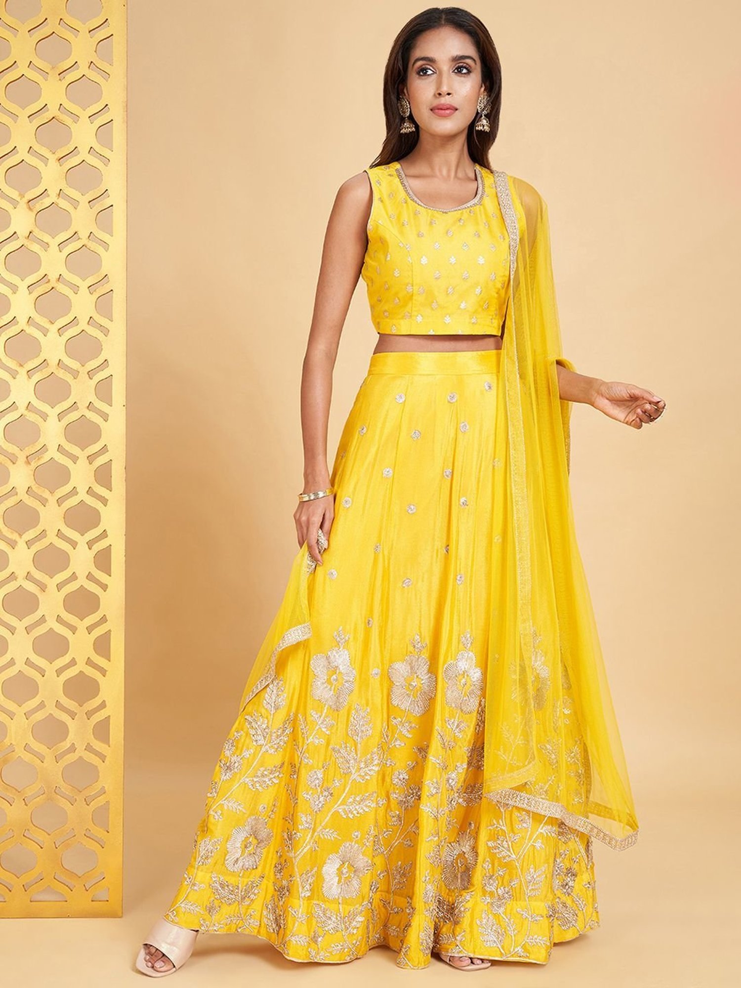 studiorasa Purple Hand Block Print Lehenga Set