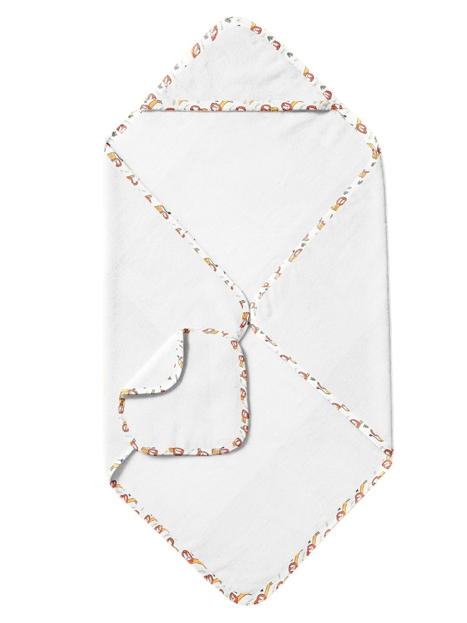 The Baby Atelier White Cotton Hooded Towel Set