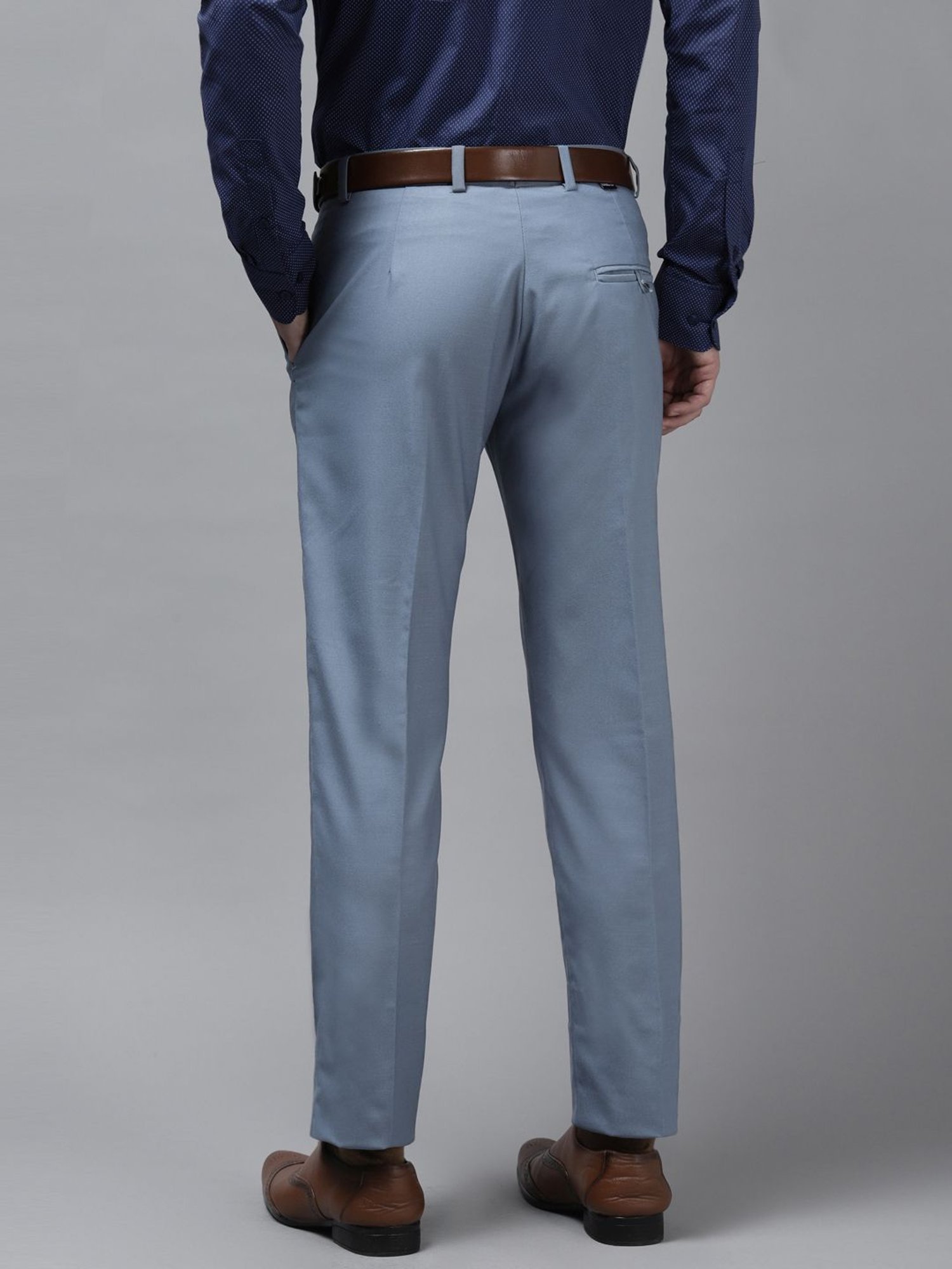 Hangup Slate Grey Regular Fit Flat Front Trousers