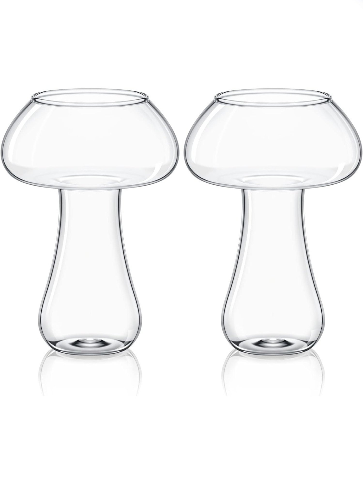 Melbify Mushroom Transparent Cocktail Glass with Free Straw 300ml - Set of 2