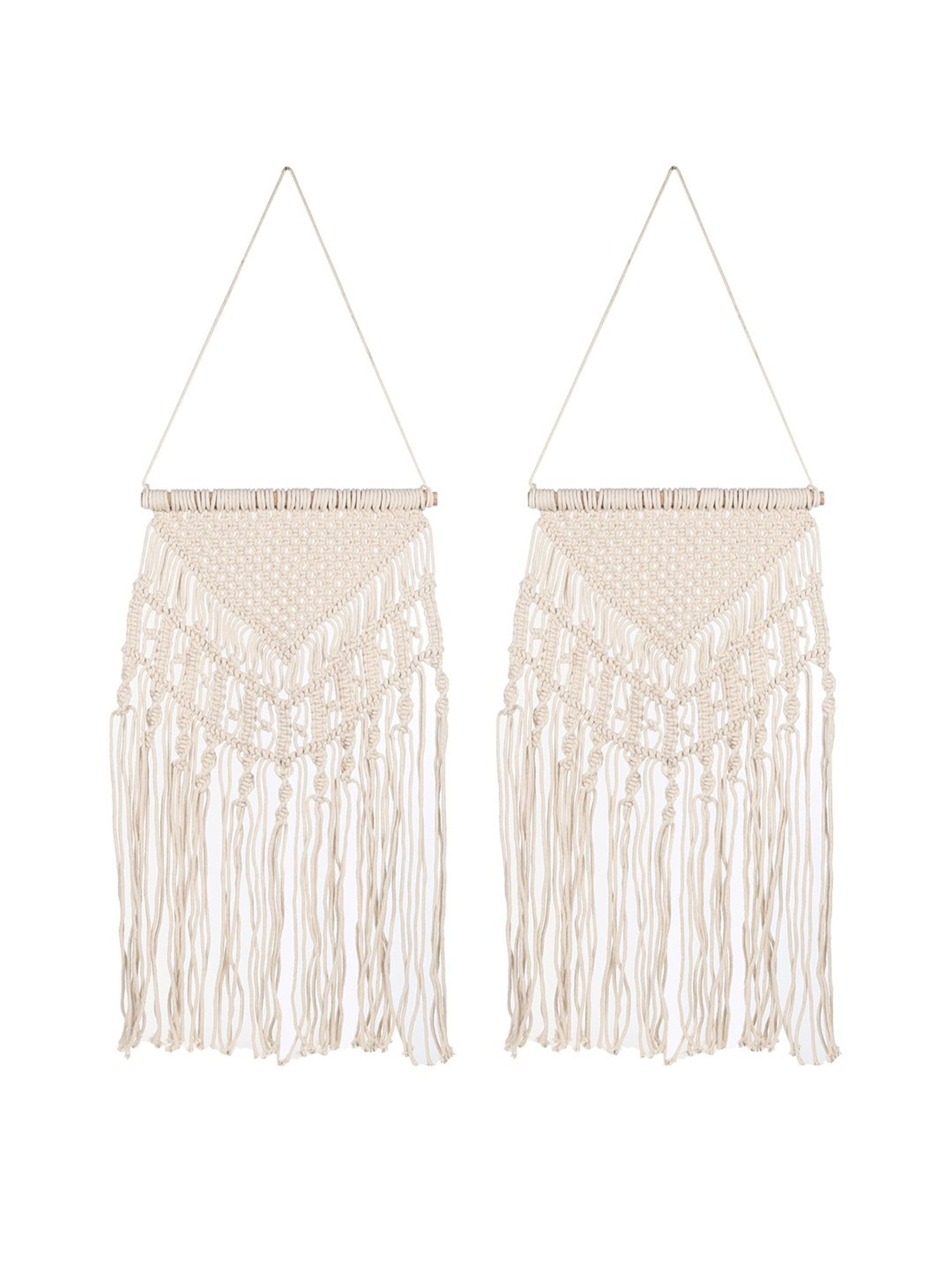 Homesake White Fabric Wall Hanging Tapestry - Set of 2