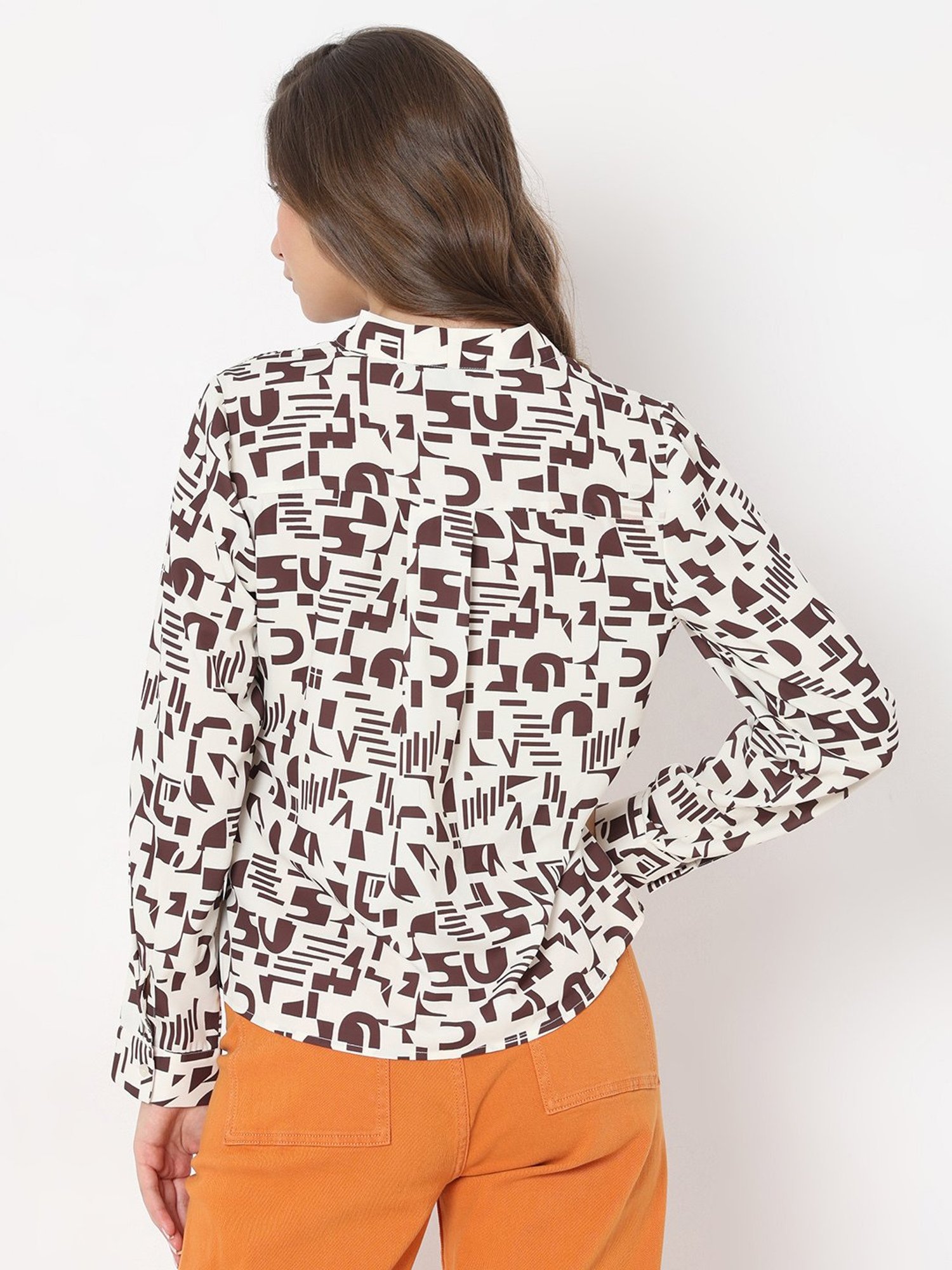 Vero Moda Beige & Brown Printed Top