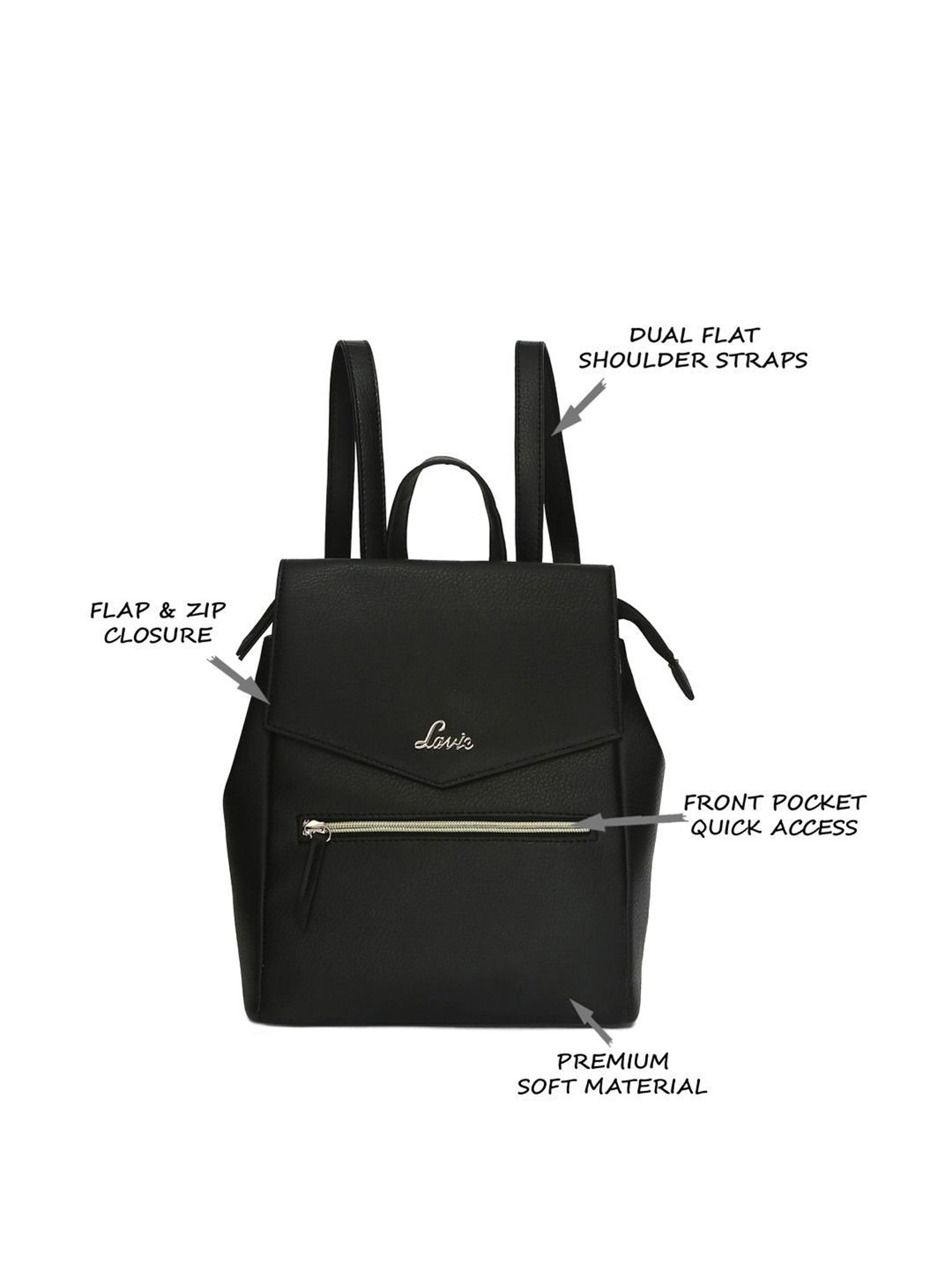 Lavie Black PU Medium Backpack