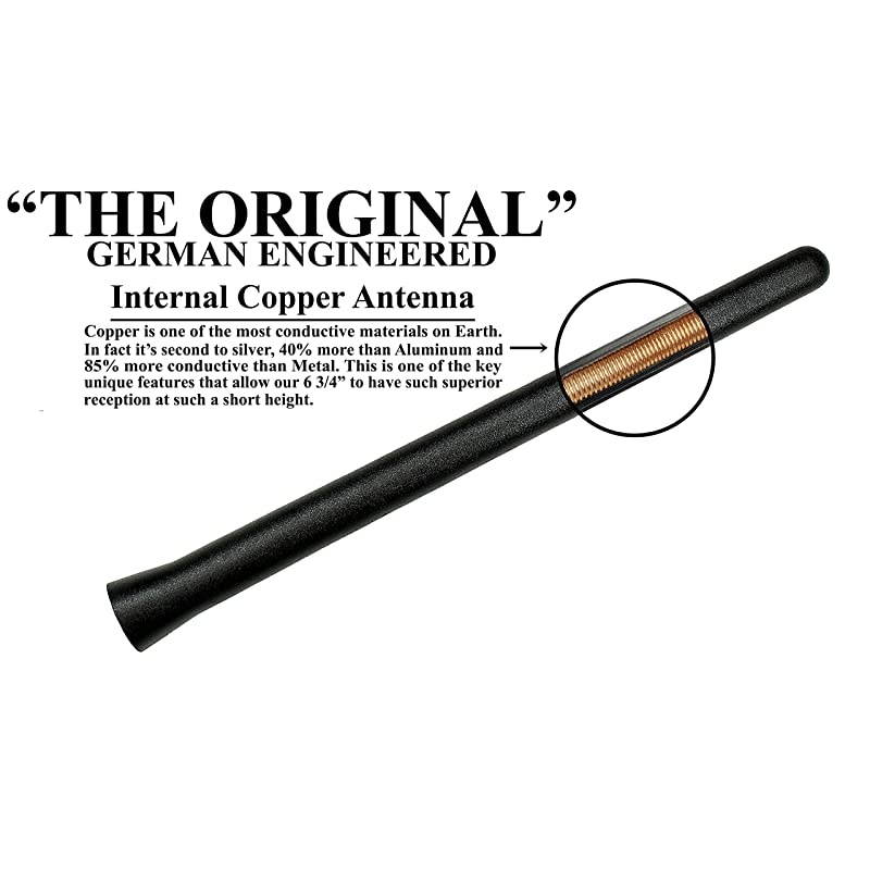 The Original 6 3/4 Inch is Compatible with GMC Sierra 1500 (2006-2021) - Car Wash Proof Short Rubber Antenna - Internal Copper Coil - Premium Reception - German Engineered