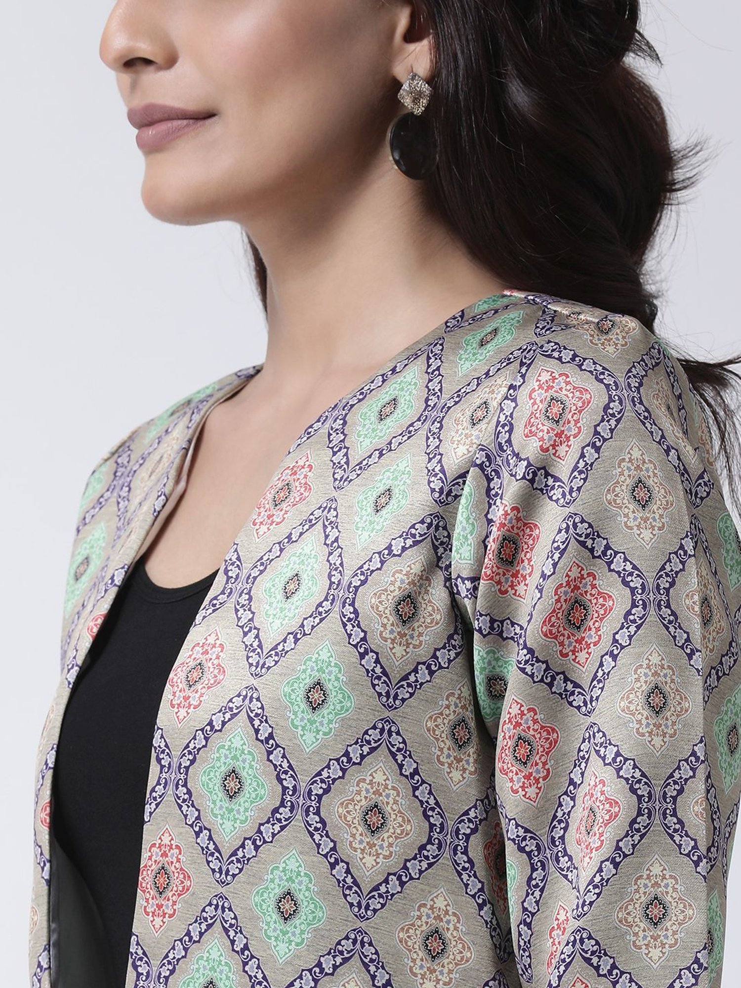 Hangup Grey Printed Shrug