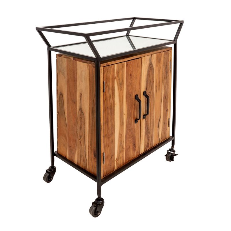 Flash Furniture Castleberry Rustic Wood Grain and Iron Kitchen Serving and Bar Cart