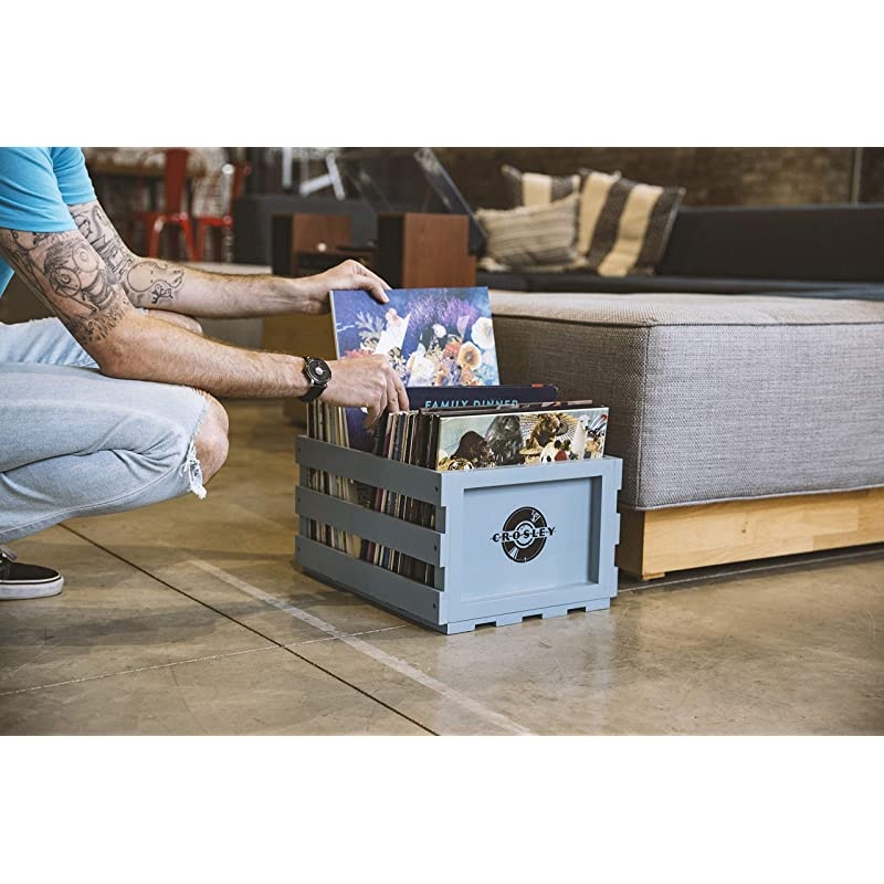 AC1004ATN Record Storage Crate Holds up to 75 Albums Tourmaline