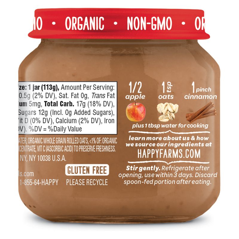 HappyBaby Apples Oats & Cinnamon Baby Food - 4oz