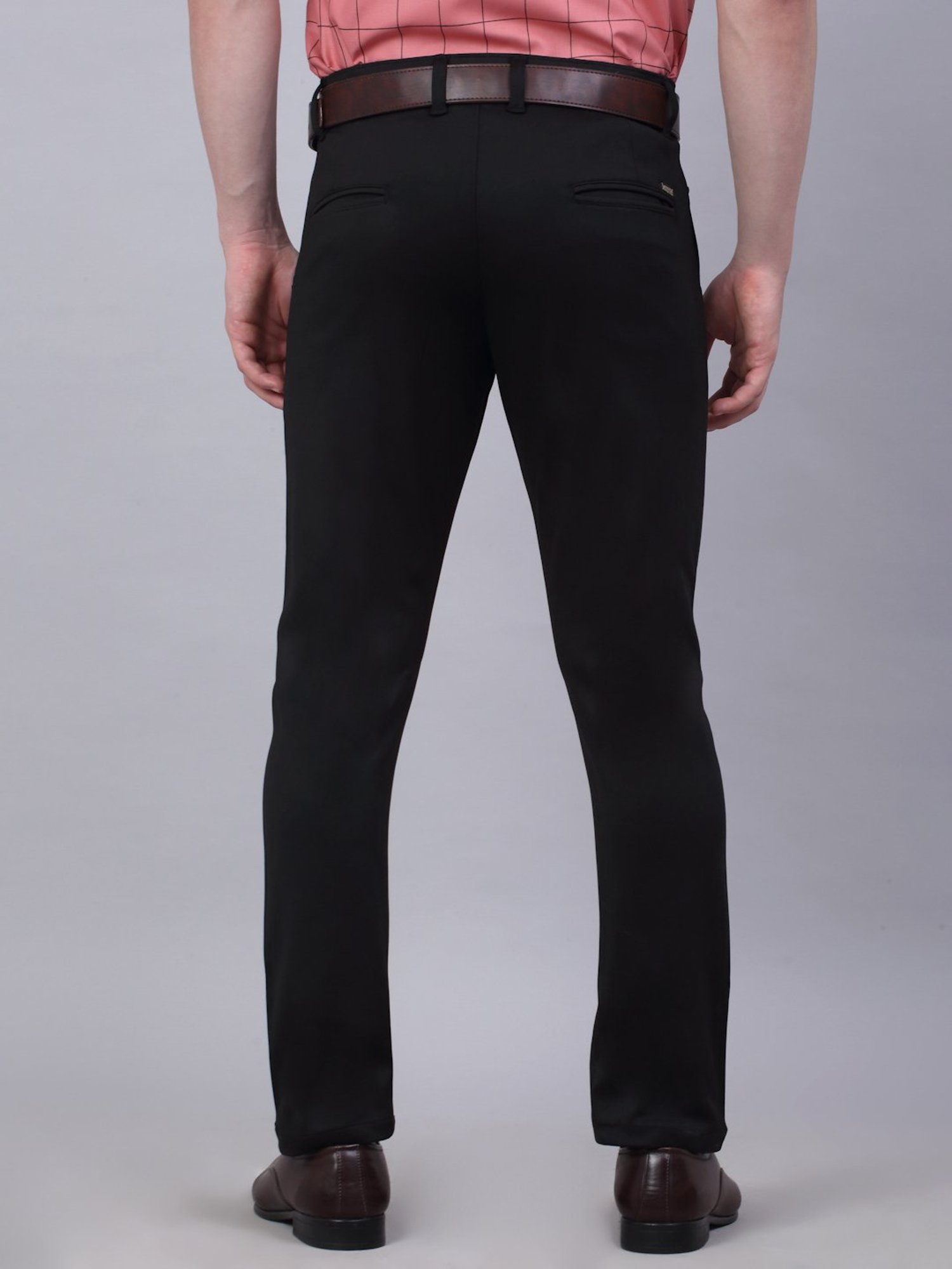 Jainish Black Tapered Fit Flat Front Trousers