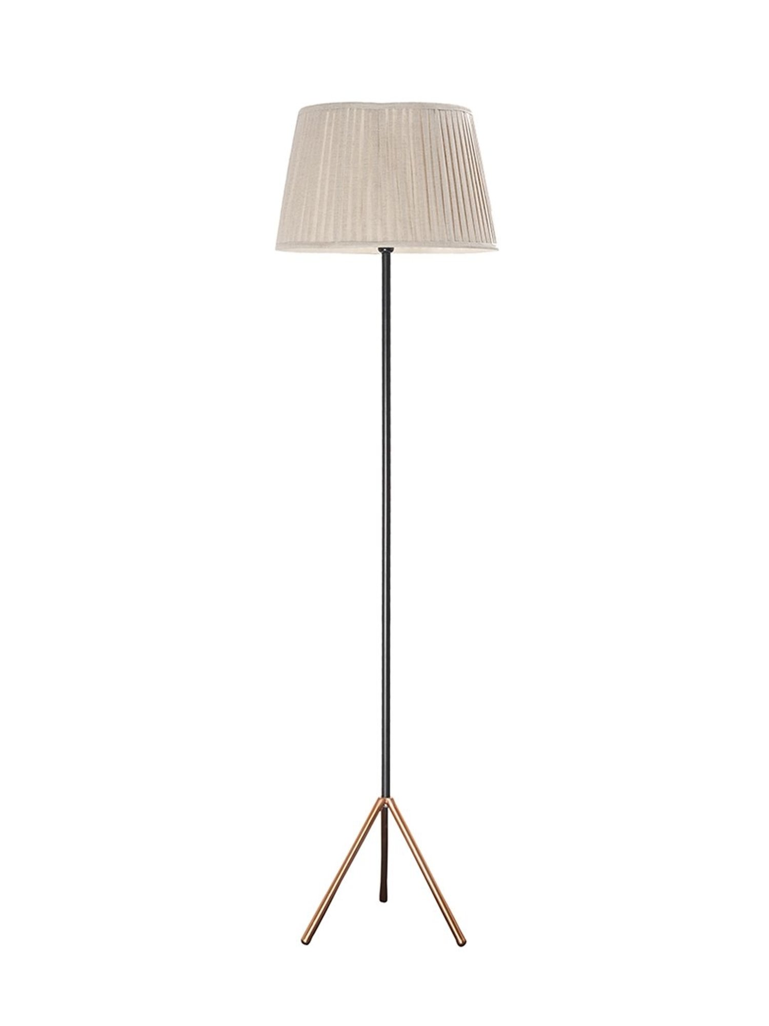Kapoor Lamp Shades Black & Beige Metal Mizuko Cotton Shade Floor Lamp