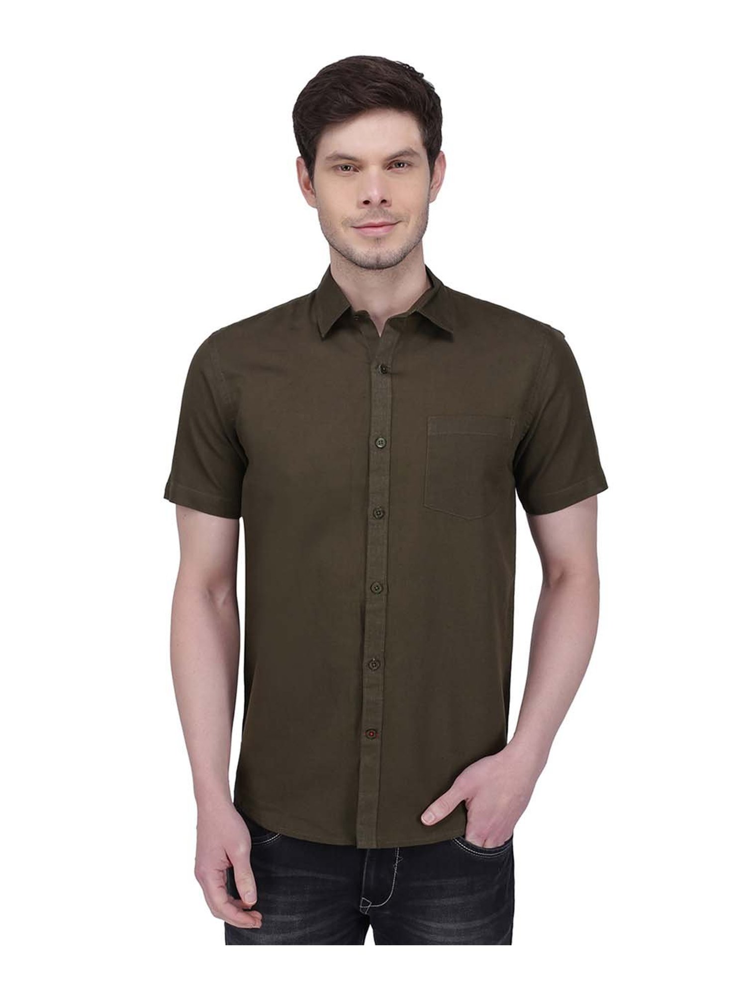 Southbay Olive Green Regular Fit Shirt