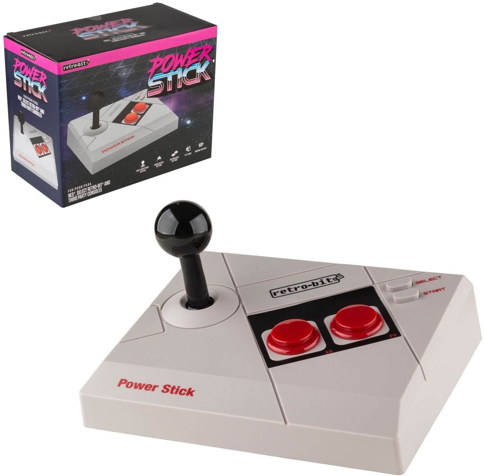 Retro-Bit RES Power Stick Controller for Nintendo NES, RES, RetroTrio Plus, and other NES Consoles.