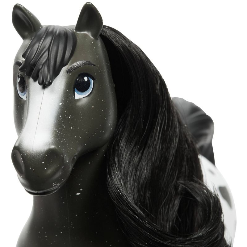 Spirit Untamed 8" Herd Horse, Moving Head, Black Pinto with Long Black Mane & Playful Stance