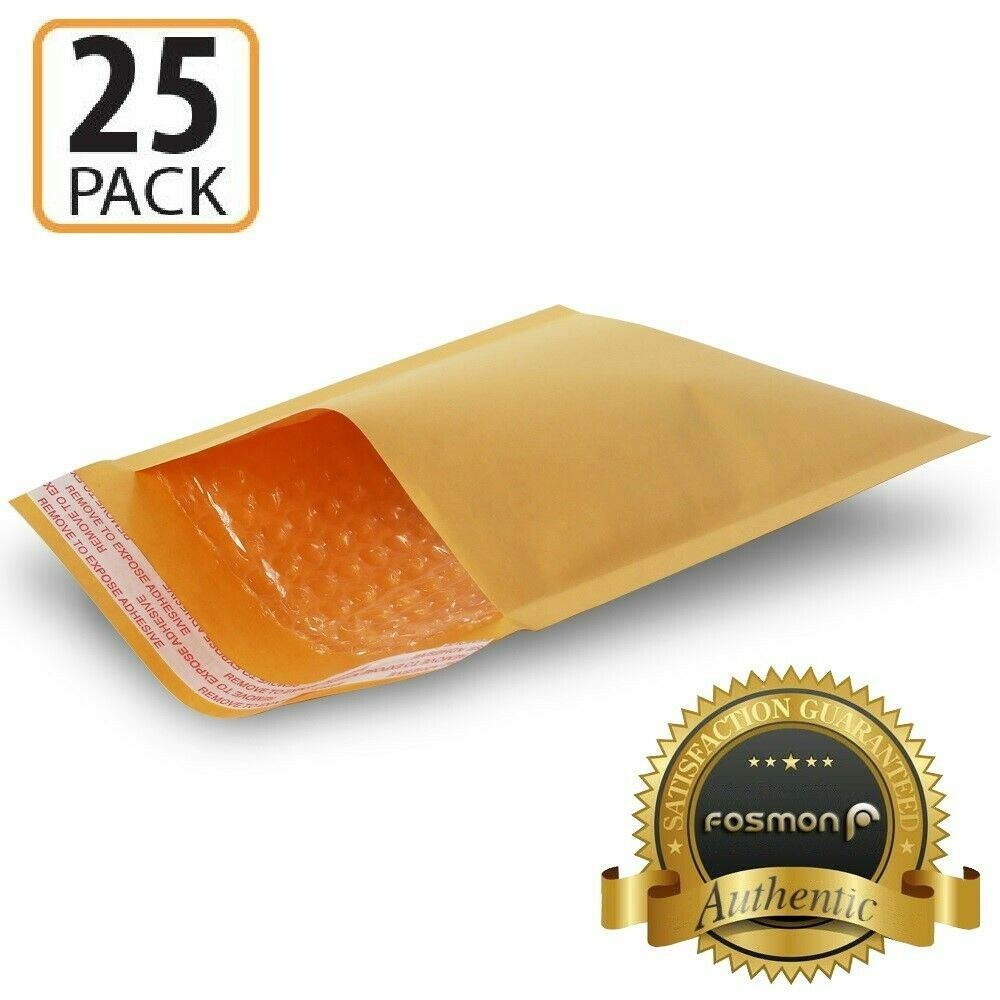 25 pcs 5.5 x 10 #00 Kraft Bubble Padded Envelope Mailer Shipping Bag Self Seal