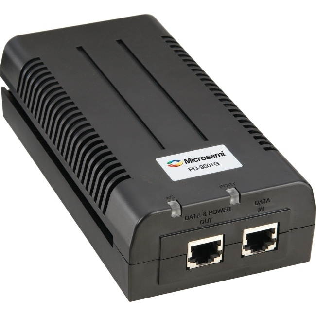 Microsemi Single Port Gigabit Midspan, 60W Over 4-pairs - 48 V DC Input - 57 V DC Output - 60 W