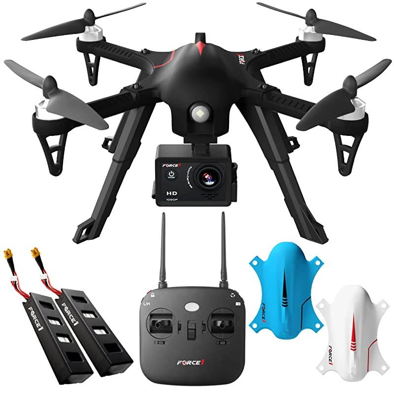 F100GP Drone with Camera for Adults GoPro Compatible RC Drone with 1080p HD Video Drone Camera Long Range Brushless Quadcopter with Remote Control 2 Drone Batteries 3 Drone Shells