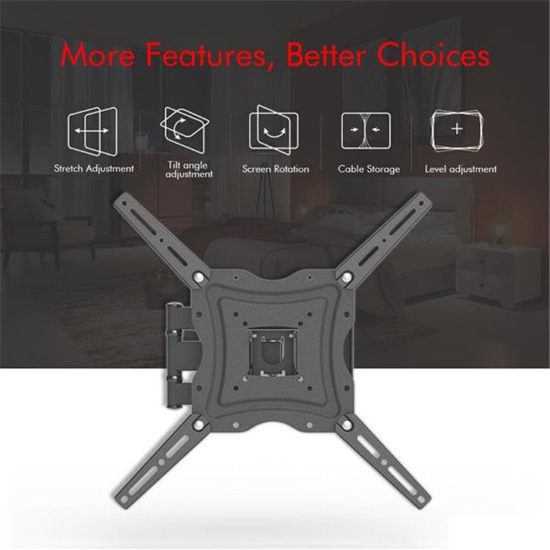 26-55" Adjustable TV Wall Mount Bracket Rotatable with Spirit Level