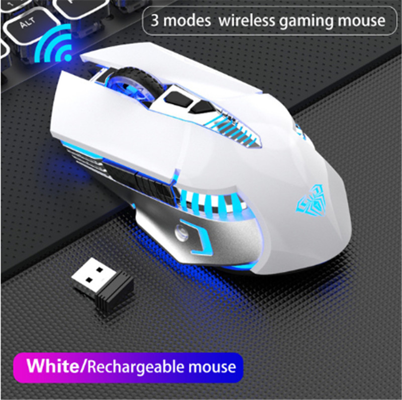 AULA RGB Gaming Mouse with Side Buttons Macro Programming 10000 DPI Adjustable 14 Key Wired USB Backlit Mouse for Desktop Laptop - H510 White