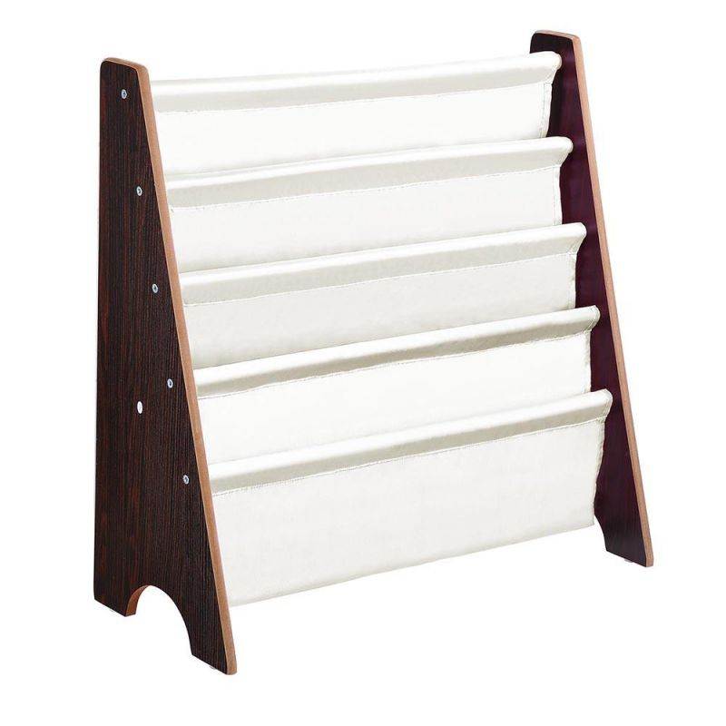 Wood Kids Book Shelf Sling Storage Rack Organizer Bookcase Display Holder White