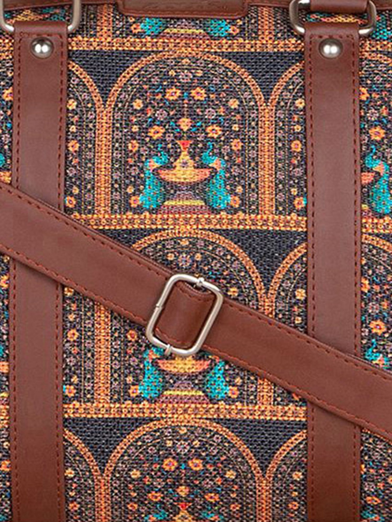 ZOUK Black Printed Medium Handbag