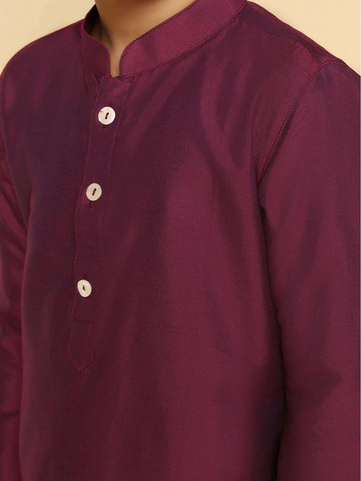 KISAH Kids Purple & White Regular Fit Full Sleeves Kurta Set