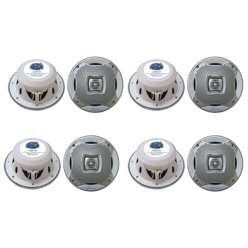 Lanzar 5.25 Inch 400W 2 Way Marine/Boat Audio Stereo Speakers, Silver (8 Pack)