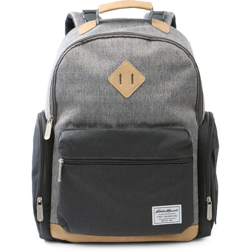 Eddie Bauer Bridgeport Places & spaces Back Pack Diaper Bag - Gray with Tan