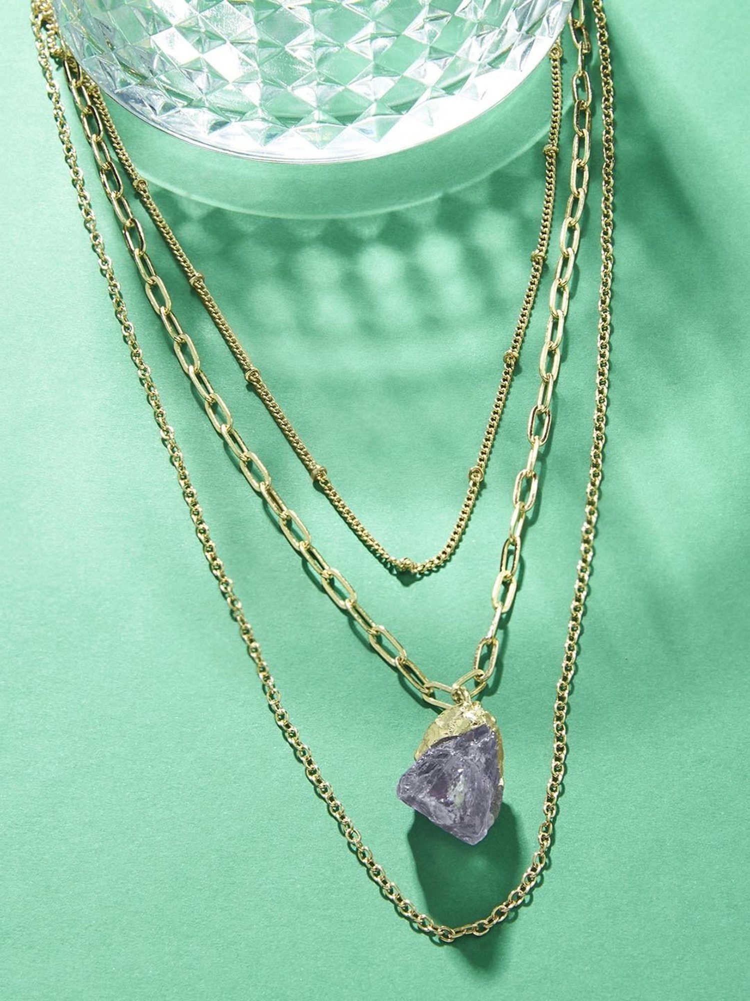 Accessorize London Celestial Purple & Golden Casual Necklace