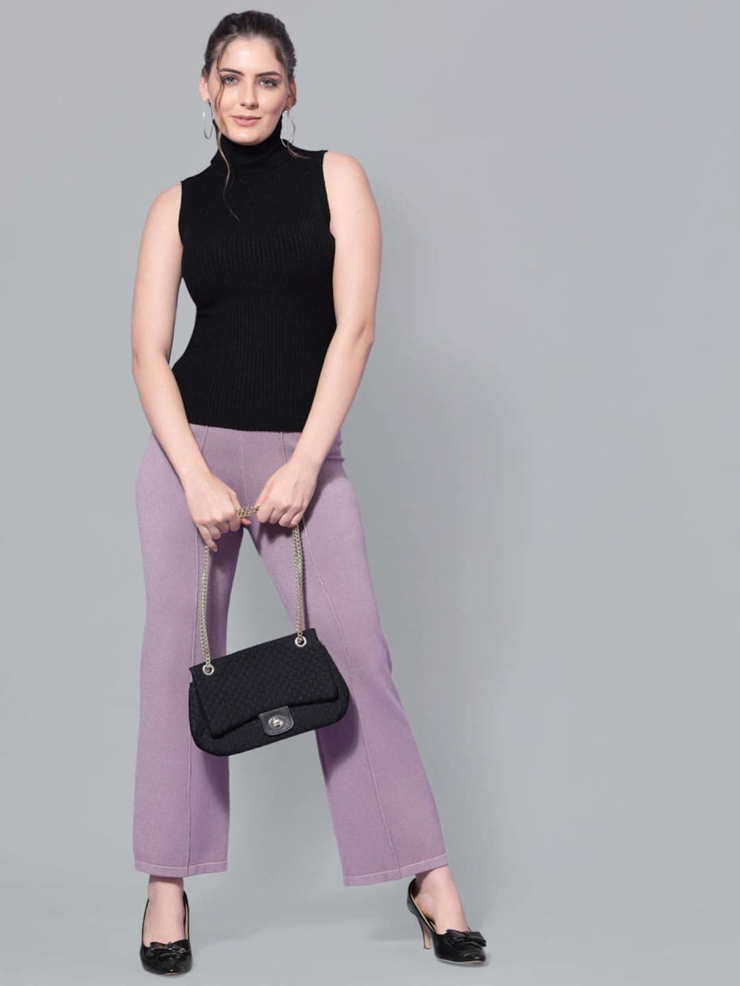 Mafadeny Mauve Self Pattern Palazzos