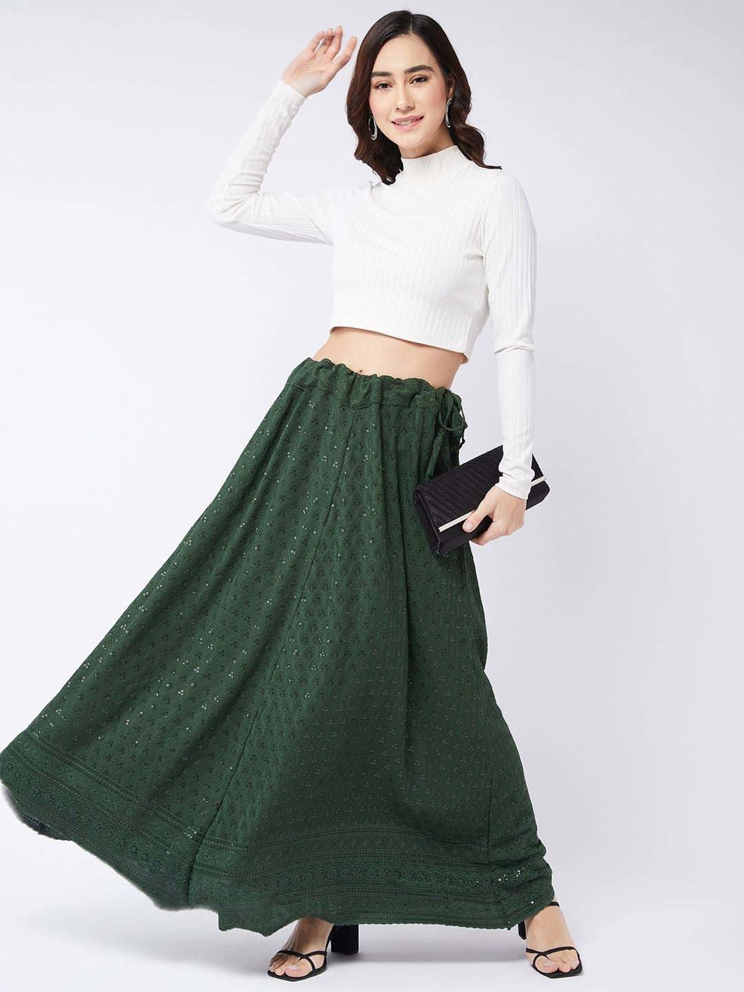 Castle Black Embroidered Palazzos