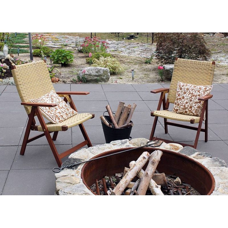 38" Eucalyptus Polyweave Folding Chair with Arms for Garden Natural Oil Finish - ACHLA Designs