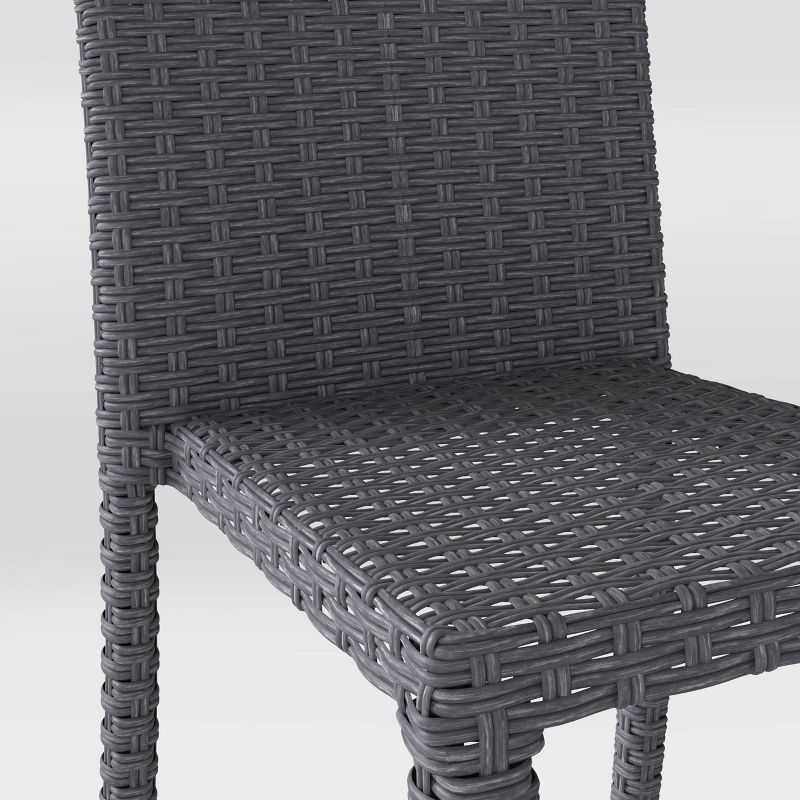 Brisbane Rattan Wicker 4pc Patio Dining Chairs - Black - CorLiving