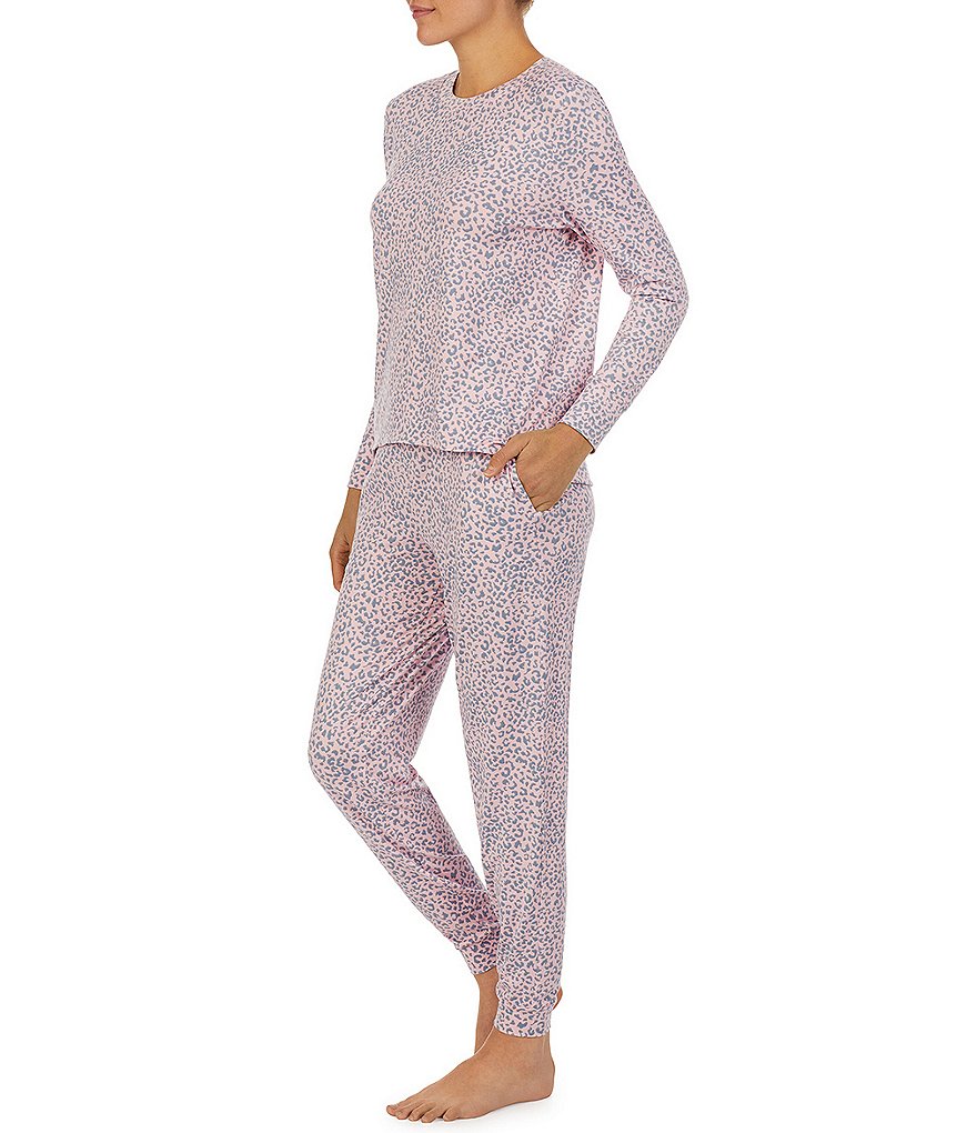 Jane & Bleecker New York Animal Print Cozy Jersey Knit Coordinating Pajama Set
