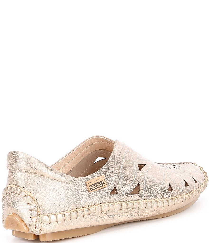 Pikolinos Jerez Floral Leather Cut-Out Detail Slip-On Moccasins