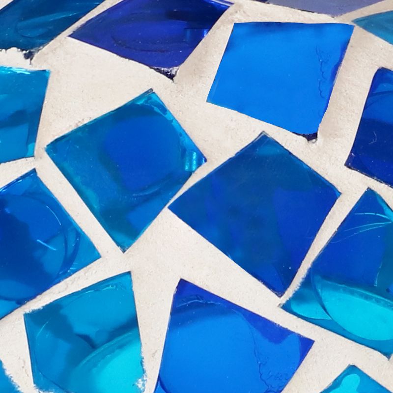 Sunnydaze Outdoor Garden Patio Round Glass with Mosaic Design Hanging Fly-Through Bird Feeder - 6"- Blue