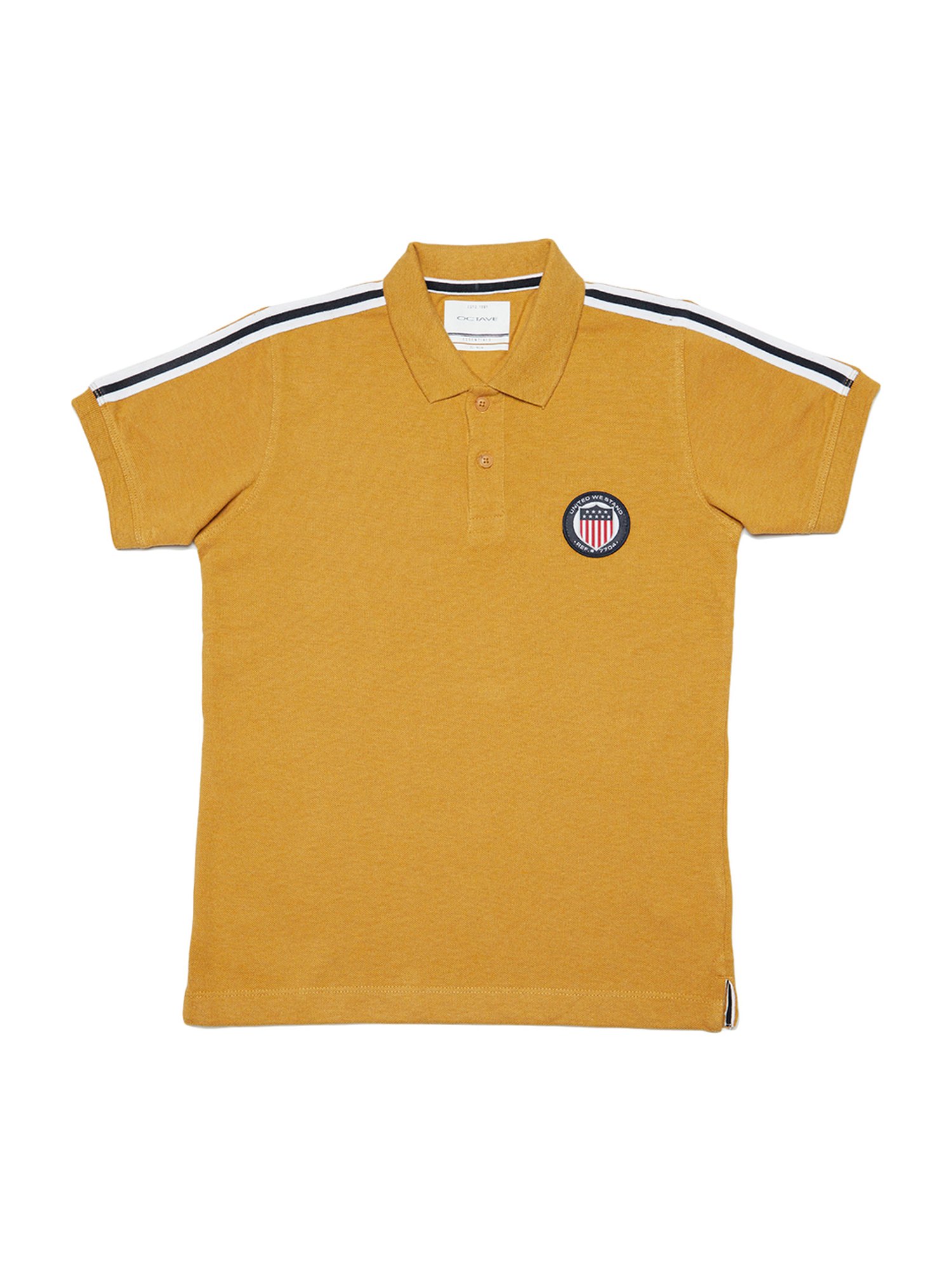 Octave Kids Mustard Melange Cotton Polo T-Shirt