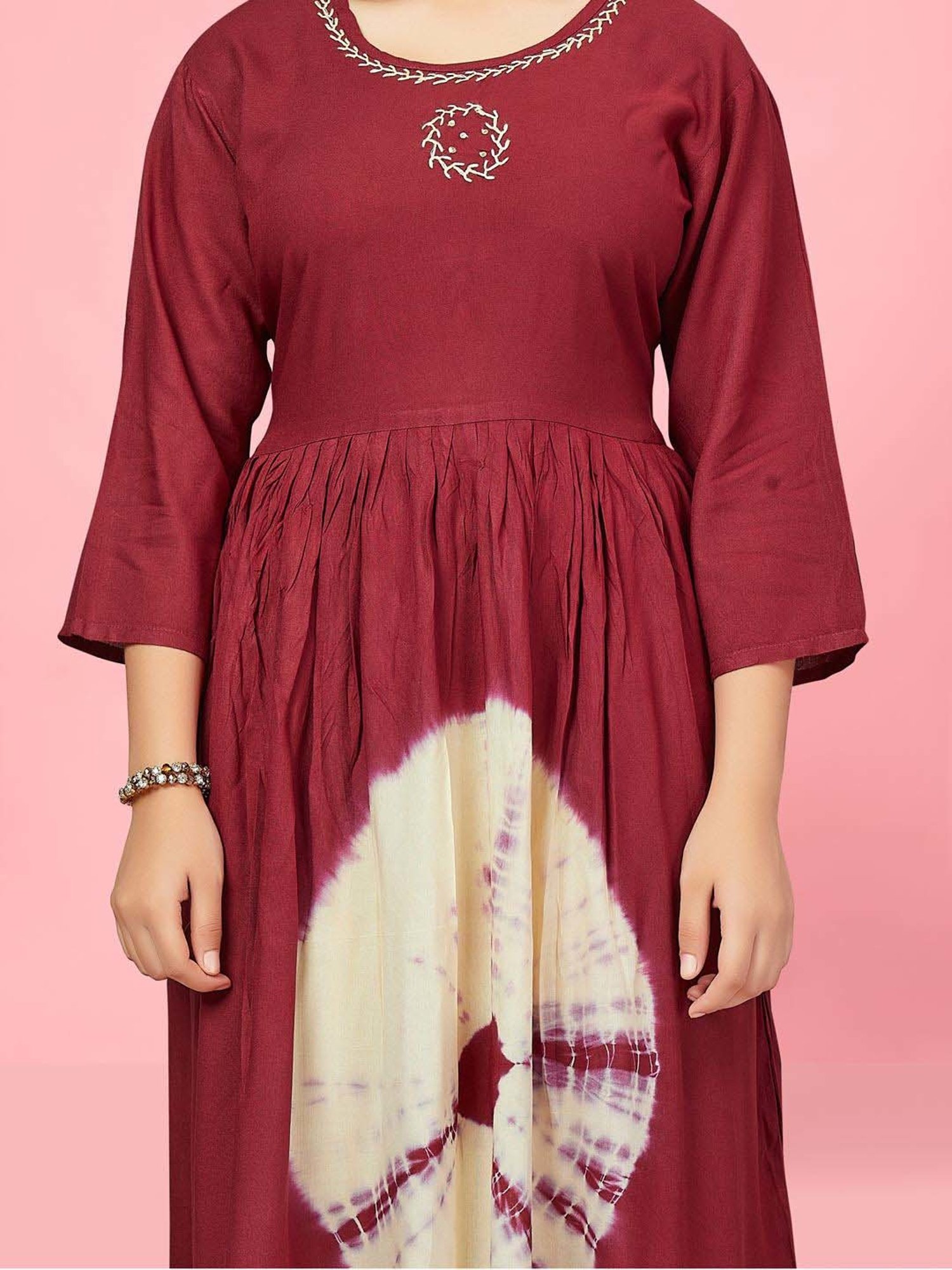 Aarika Kids Maroon Cotton Printed Kurti