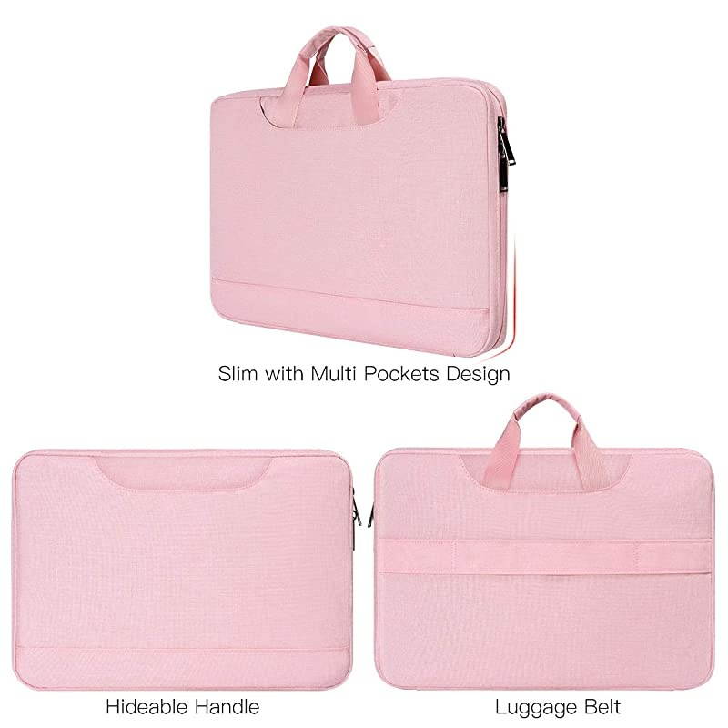 Inch Laptop Sleeve Briefcase for Women Ladies Bag with Accessories Organizer for Dell Inspiron 15 5584, HP Envy/Spectre x360 , Acer Aspire 15, Lenovo Yoga 730 ASUS MSI Macbook Case, Pink