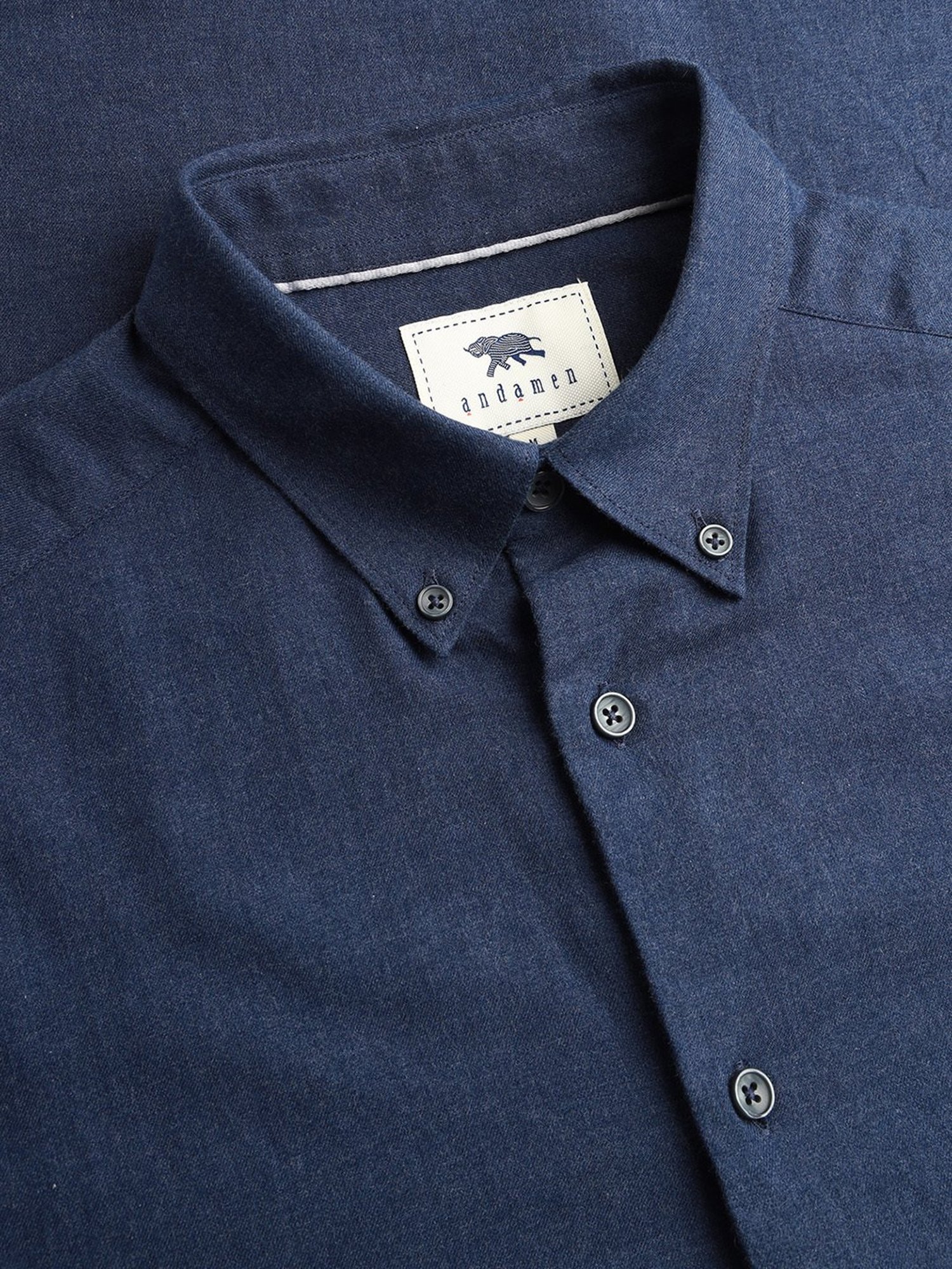 Andamen Navy Slim Fit Solid Casual Shirt