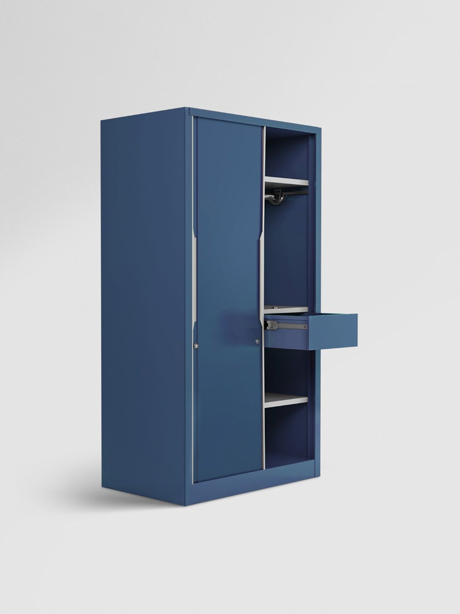 Godrej Interio Slide N Store Pro 2-Door Steel Wardrobe, Tex Phiroja Blue (1-Year Warranty, 1 Drawer)