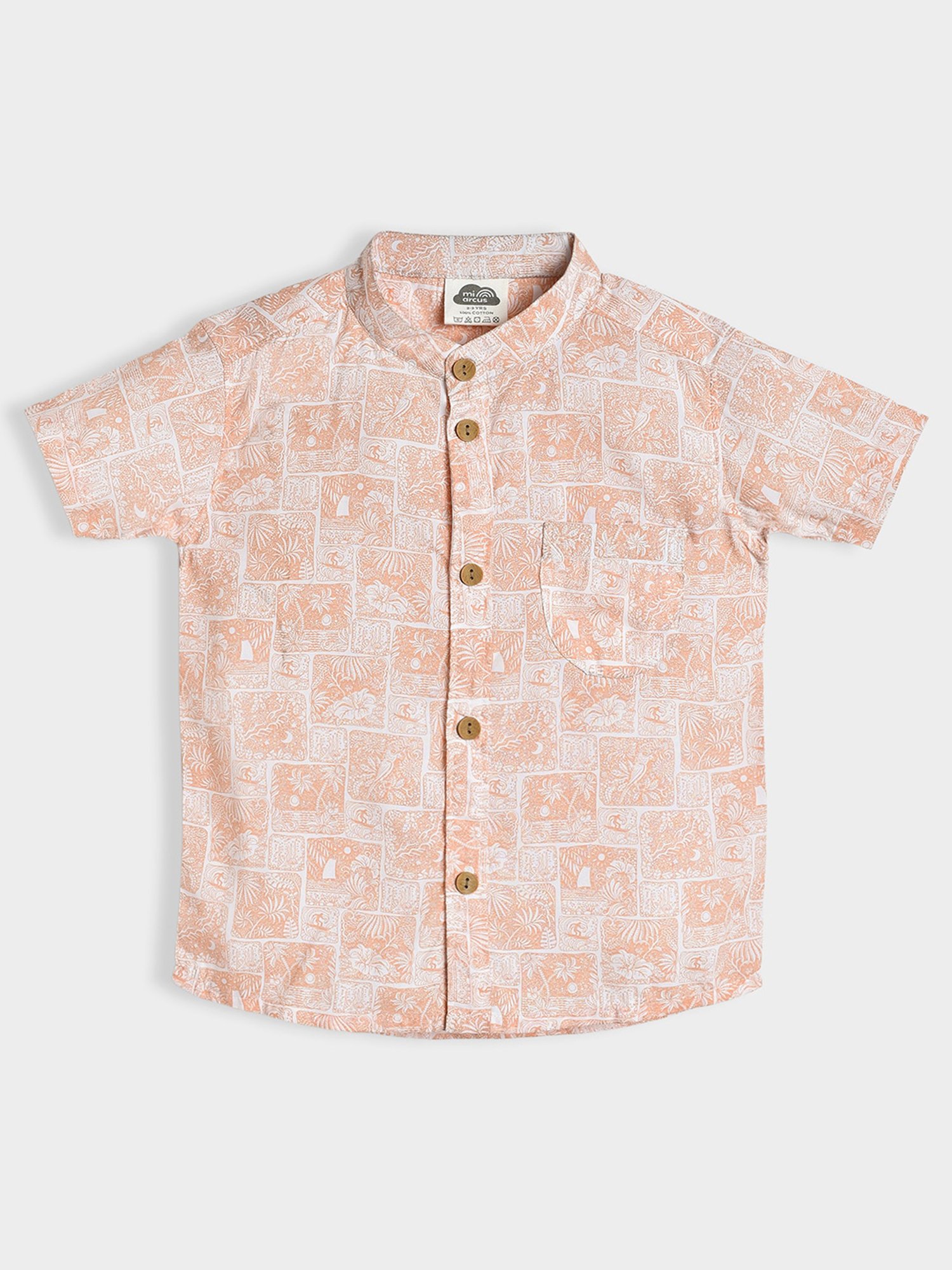 MiArcus Kids Peach Printed Shirt