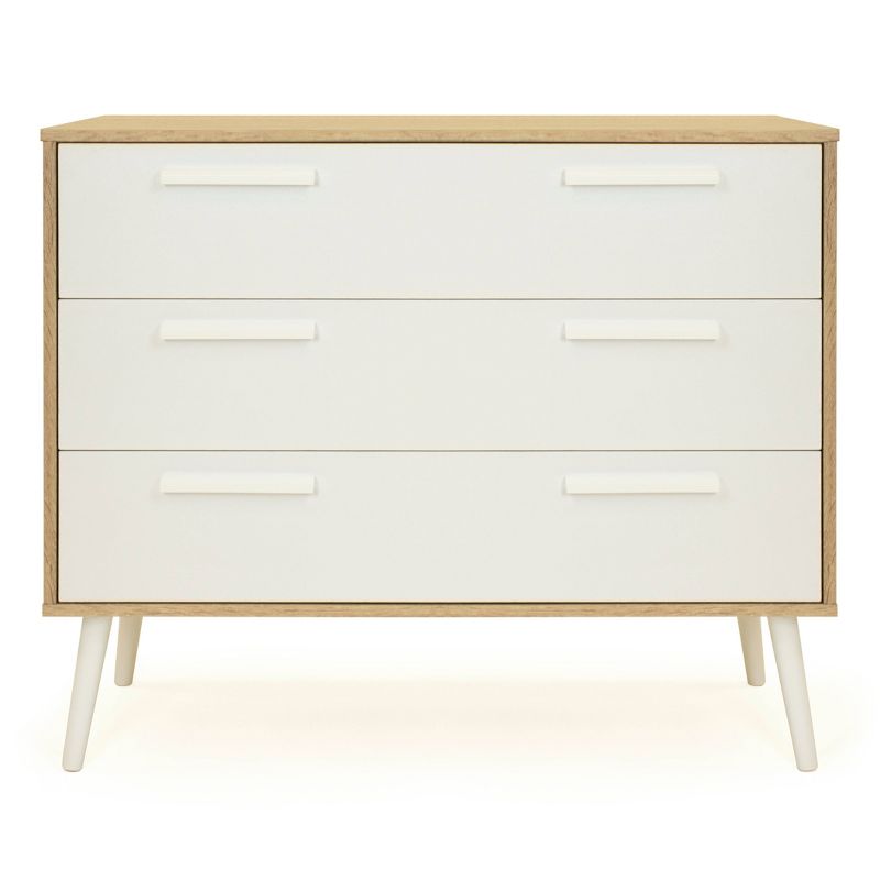 Stockholm 3 Drawers Dresser Chest Light Wood/White - Humble Crew