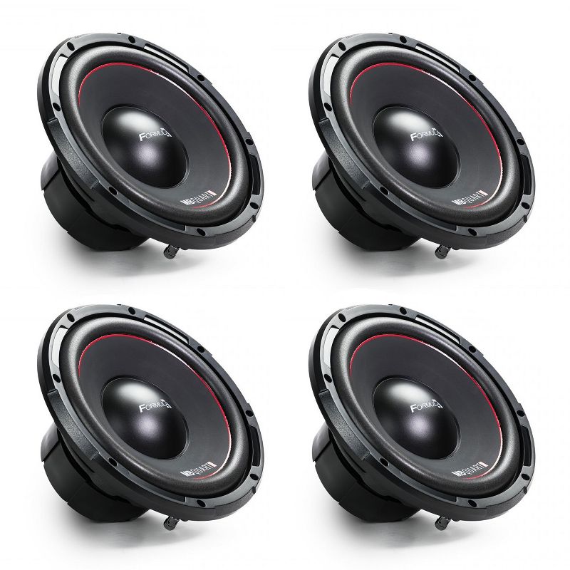 MB Quart FW-1254 Formula 10 Inch 600 Watt DVC 4 Ohm Car Audio Subwoofer, Black (4 Pack)