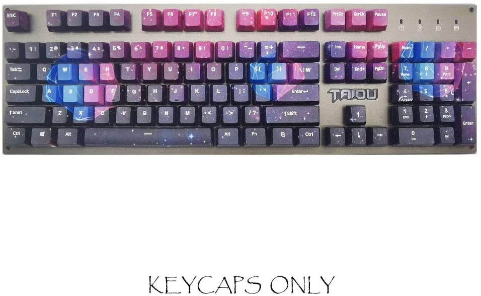 Puku 104 Keys PBT keycaps, Japanese/Chinese Style Key Set-OEM Profile-DYE-Sub Keycaps for 61/87 /104 Cherry MX Switches Mechanical Keyboard (Starry Sky)