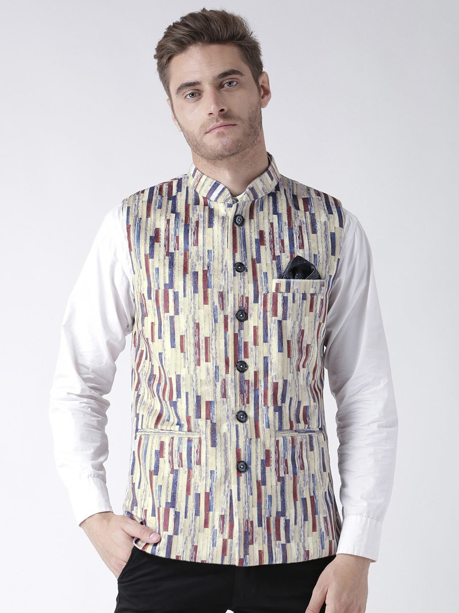 Hangup Plus Multicolor Regular Fit Printed Nehru Jacket