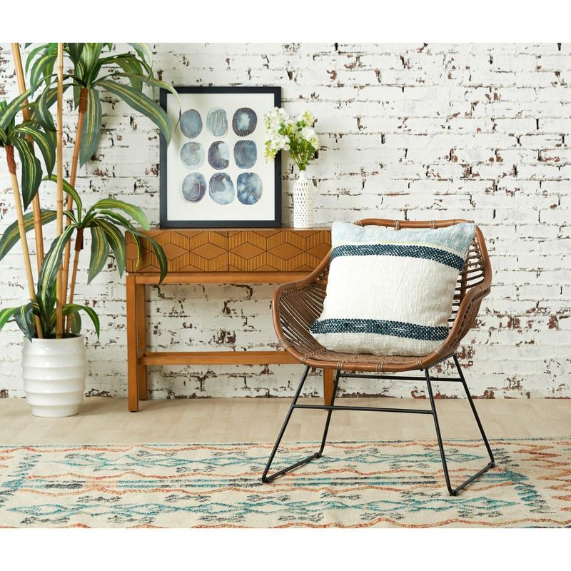 carol & frank 22" x 22" Luna Surf Blue & White Throw Pillow