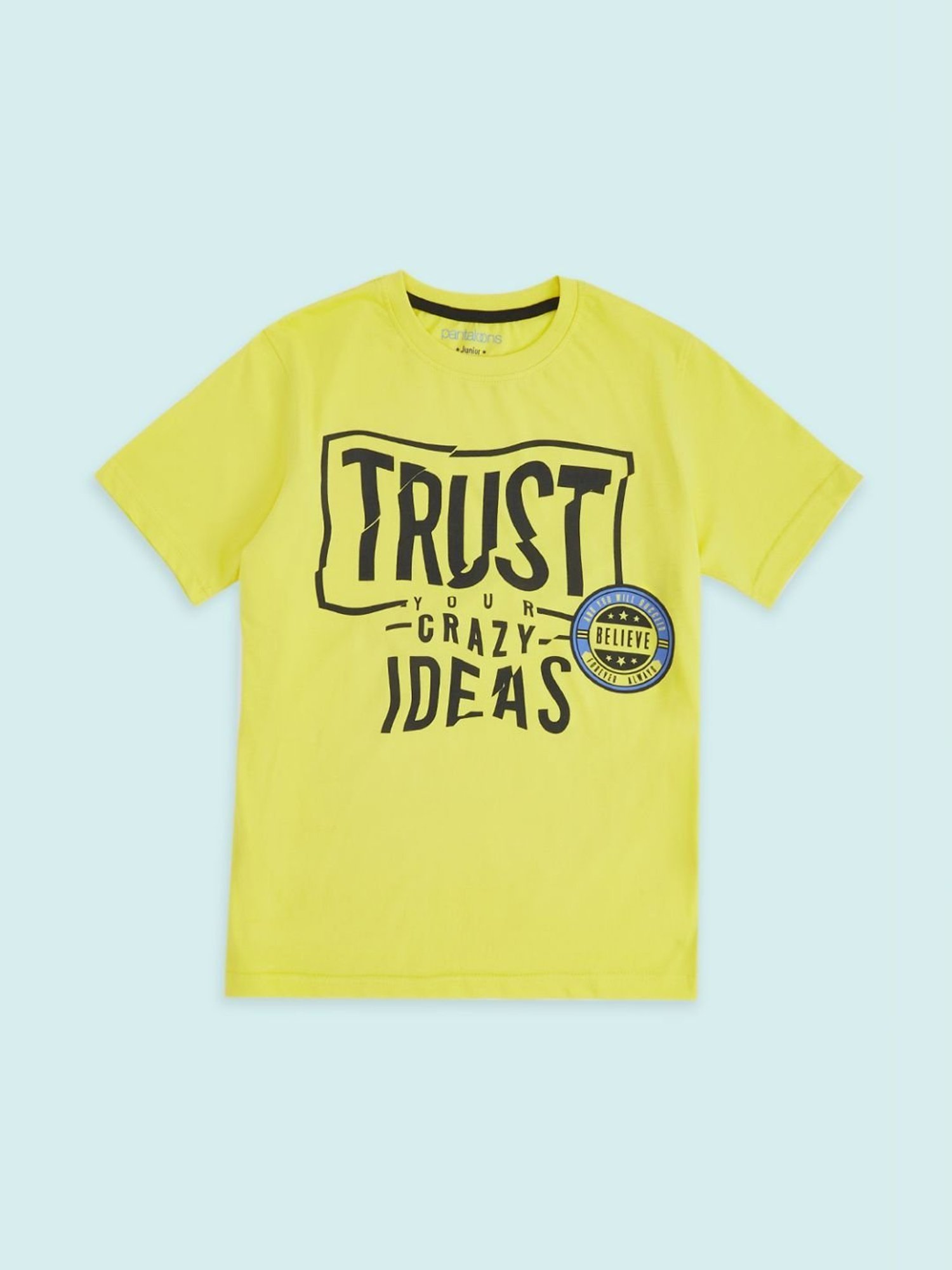 Pantaloons Junior Yellow Cotton Printed T-Shirt