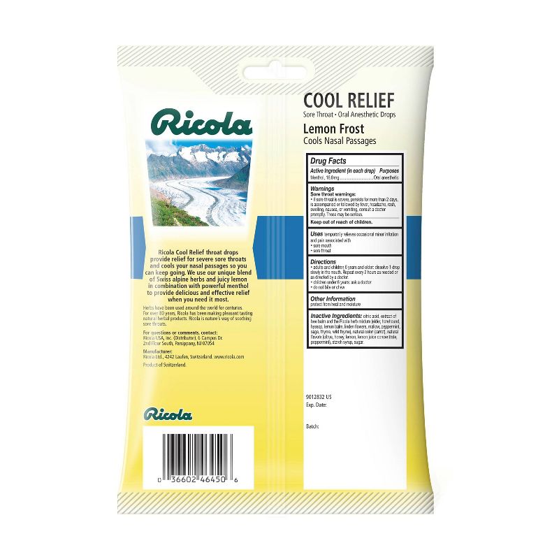 Ricola Cool Relief Lemon Frost Throat Lozenges - 45ct