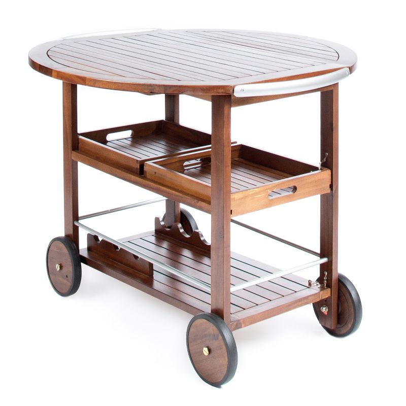 Flash Furniture Castleberry Rustic Wood Grain and Iron Kitchen Serving and Bar Cart